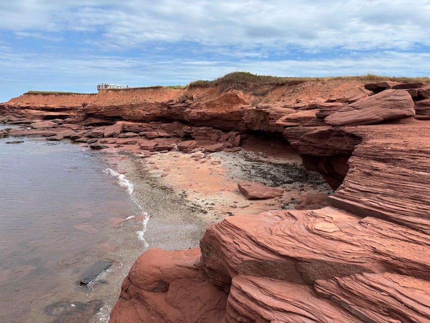 Red sandstone cliffs above Cavendish Beach Prince Edward Island