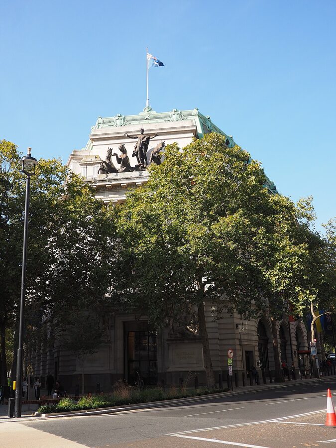The grand Edwardian exterior of Australia House on the Strand in London