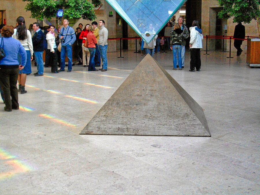 The Inverted Pyramid hanging glass installation in the Carrousel du Louvre underground mall