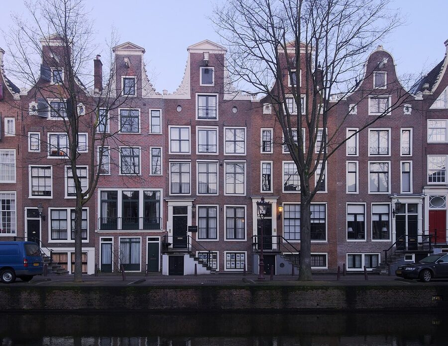 Leidsegracht canal Amsterdam with traditional canal houses