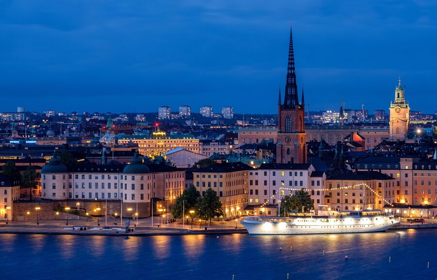Stockholm waterfront evening cityscape