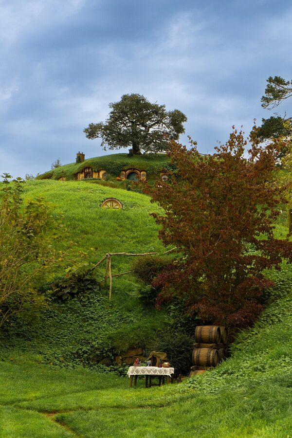 Bag End round green door at Hobbiton